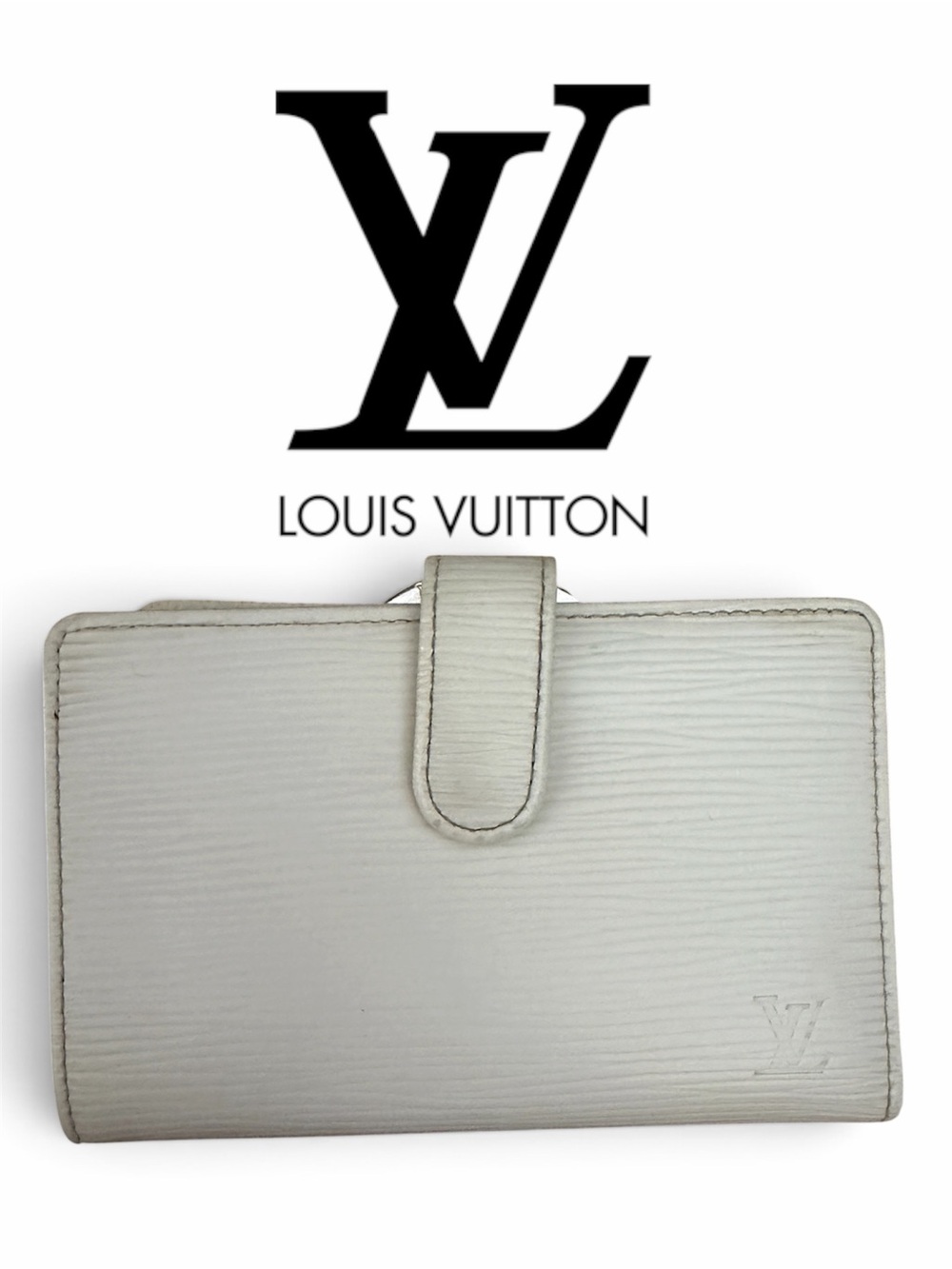 LV Porte Monnaie Billet Viennois French Kisslock Wallet White Epi Leather